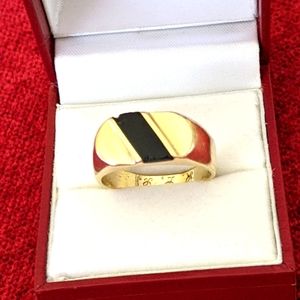 14KT💛 GOLD CLASSIC BLACK 🖤 ONYX MAN'S SIGNET RIN